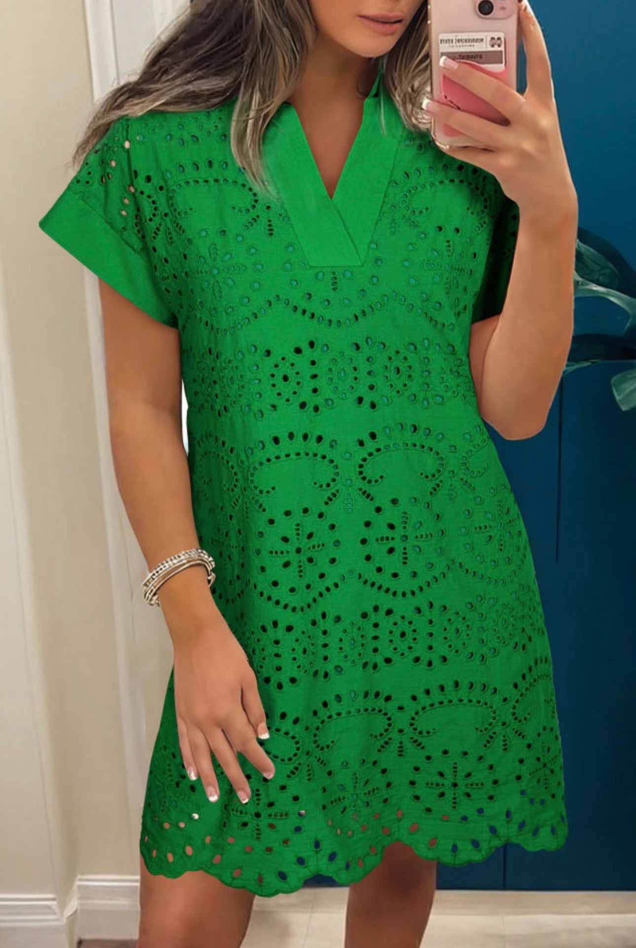 Green Eyelet Dress