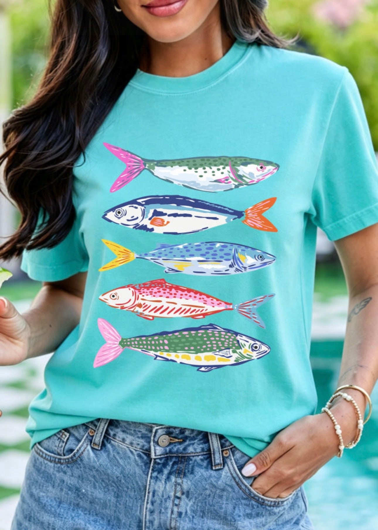 Aqua Colorful Fish Tee