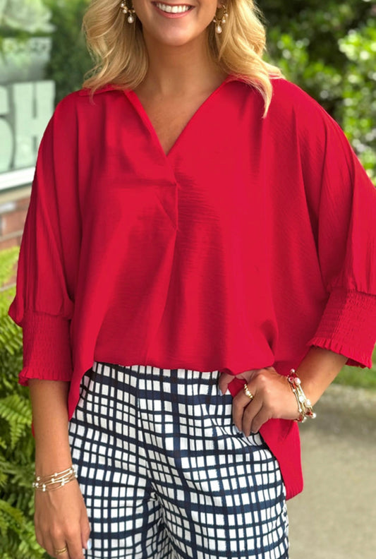Red Oversized Tunic Top