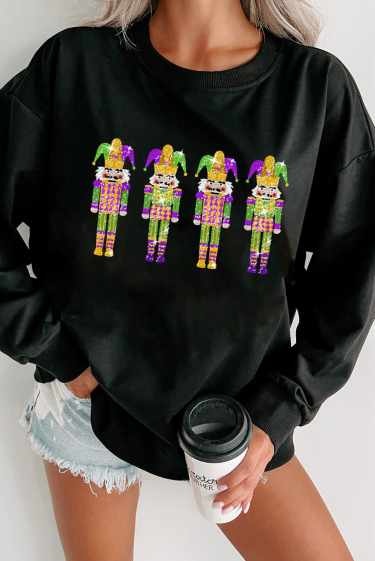 Mardi Gras Sequined Nutcracker Sweatshirt