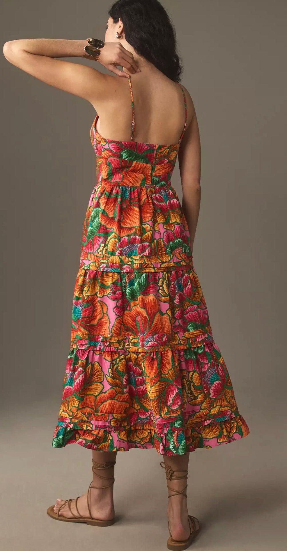 Farm Rio Beaded Spring Sleeveless Midi Dress-Size Small