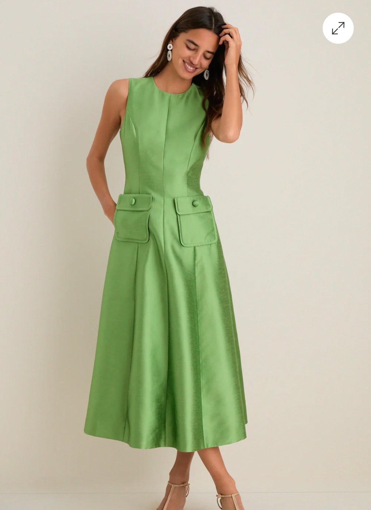 TUCKERNUCK Green Pistachio Dupioni Helene Midi Dress Size-Medium