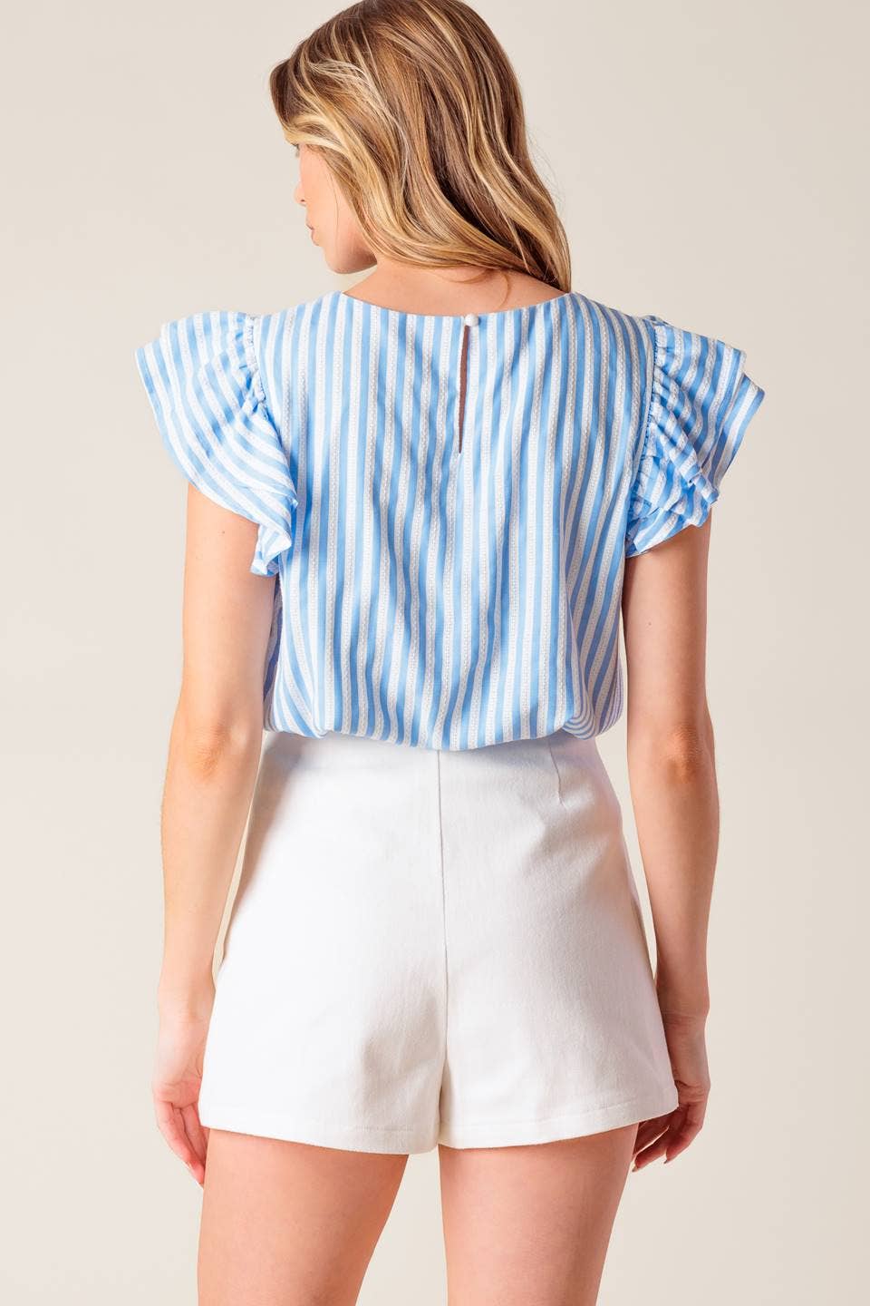 White Gold Button Detail Skort