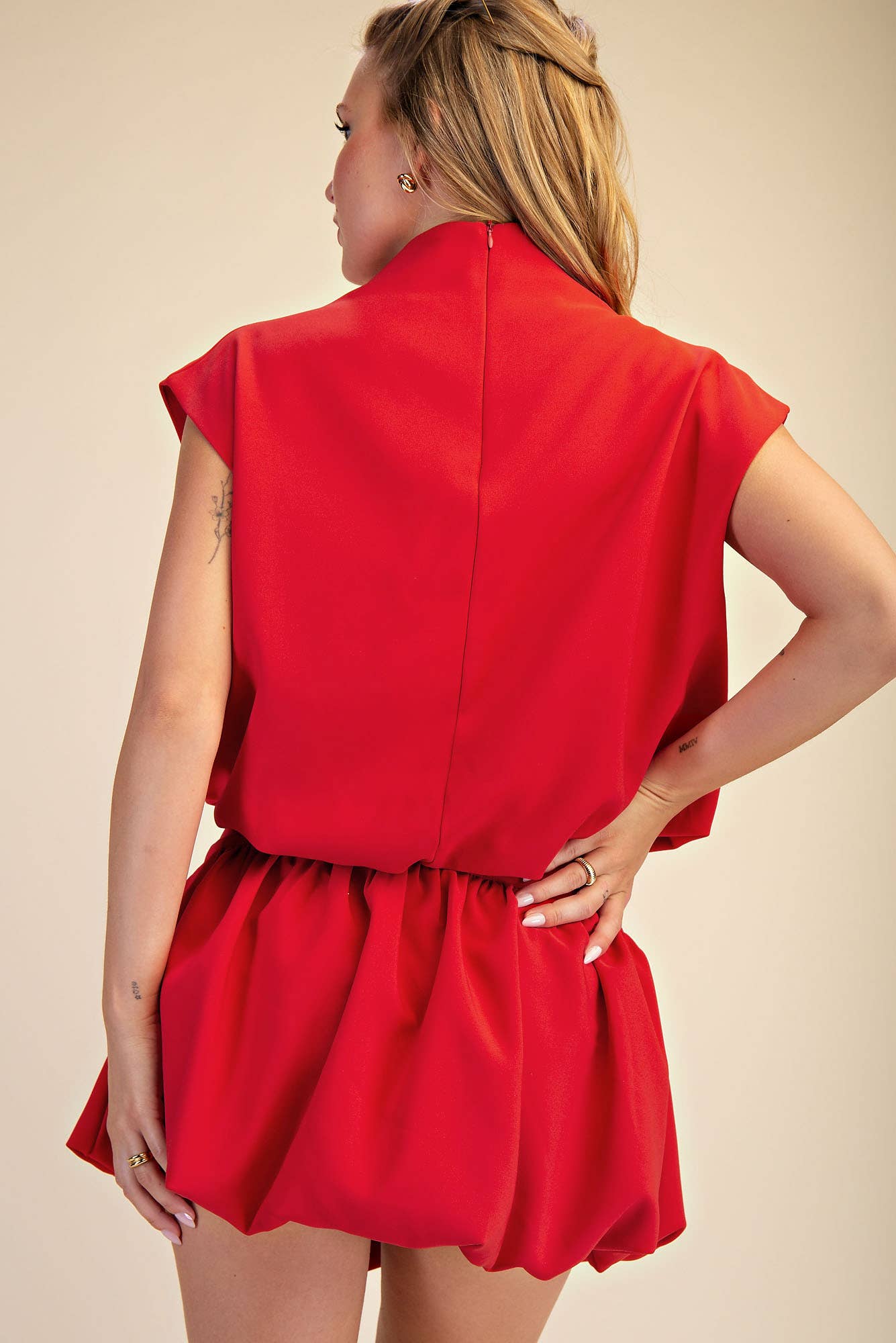 Mock Neck Balloon Top