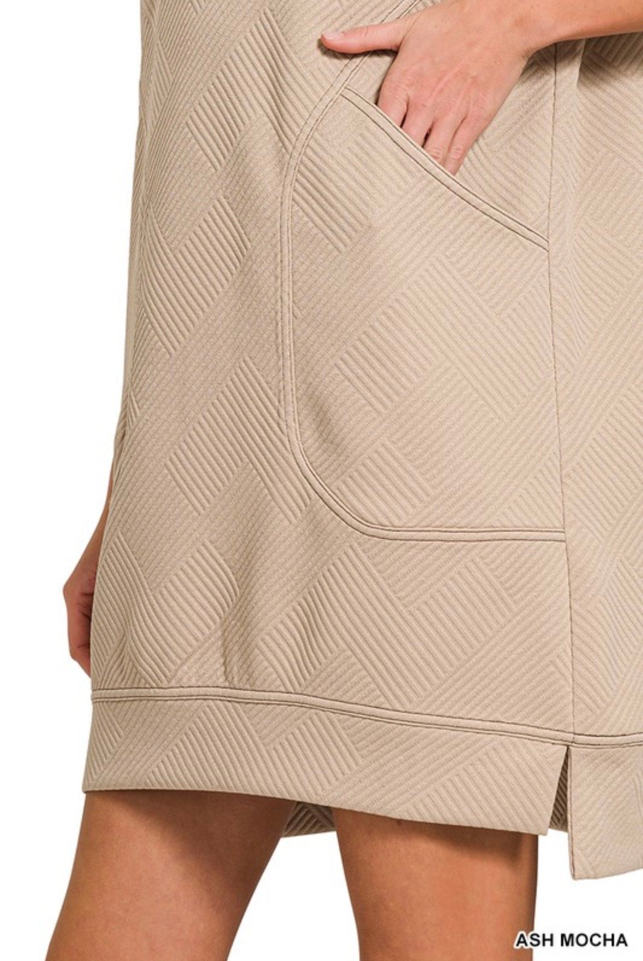 Textured Knit Jacquard Quarter Zip Dress