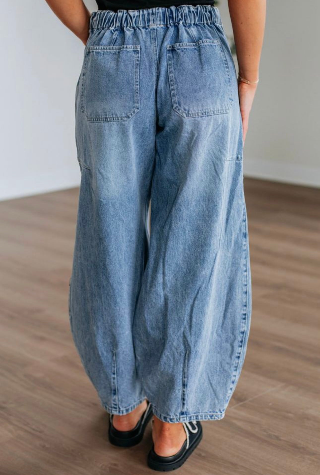 Drawstring Waist Barrel Jeans