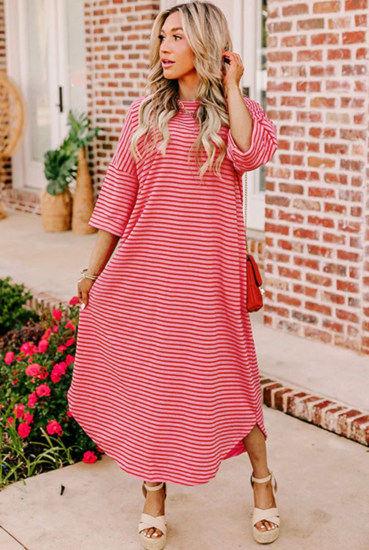 Strawberry Pink Striped Maxi Dress