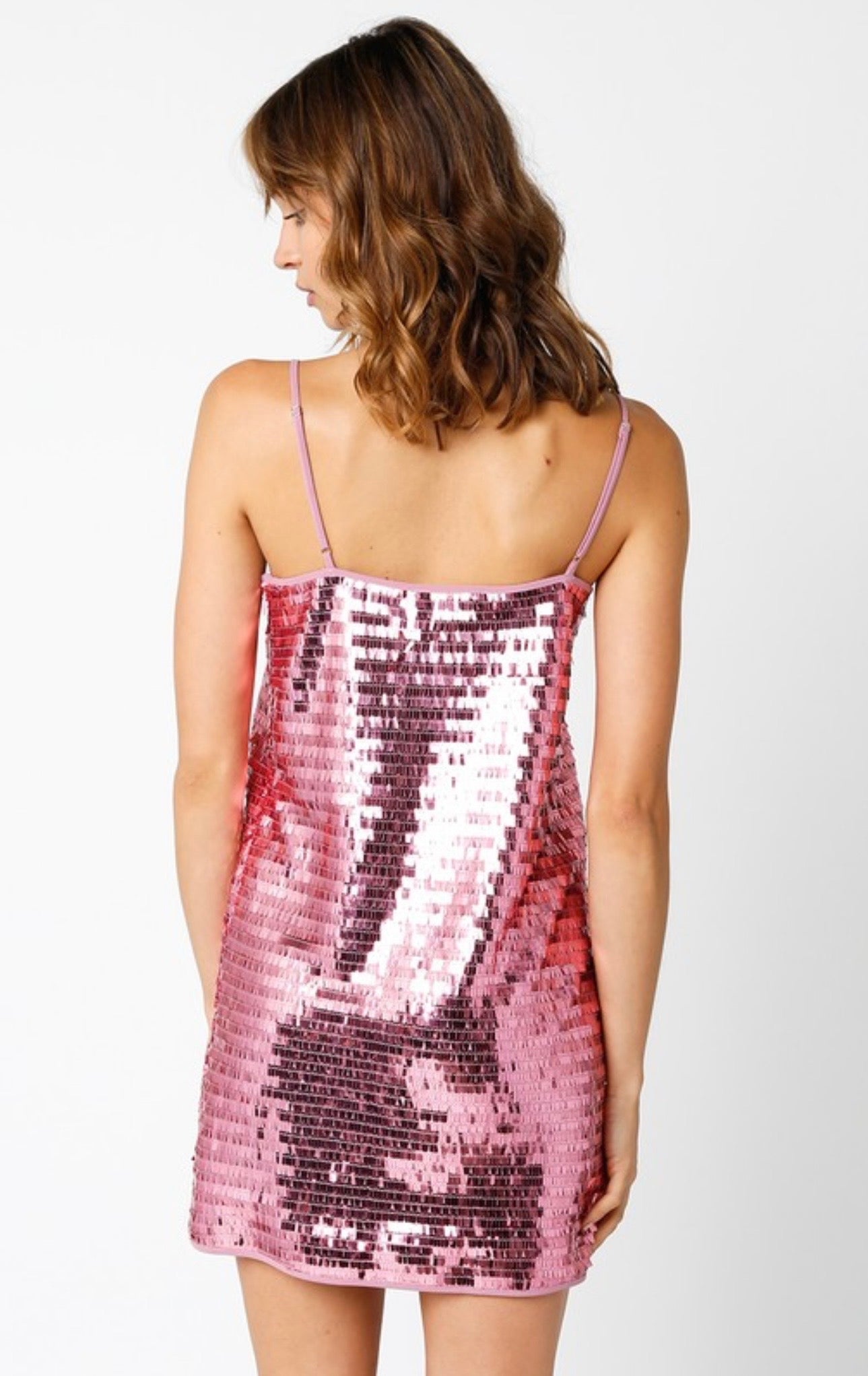 Pink Sequin Mini Dress