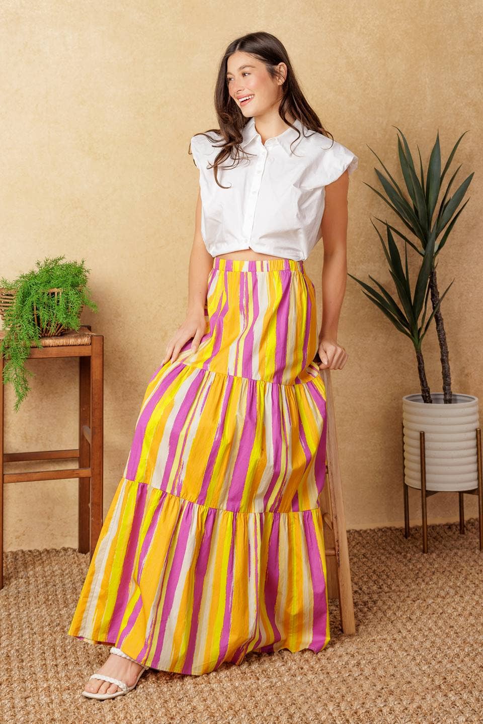 Printed Poplin maxi Skirt