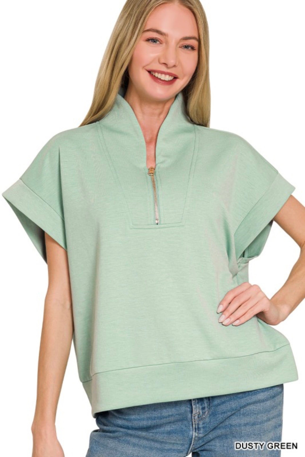 Scuba High Neck Half Zip Top