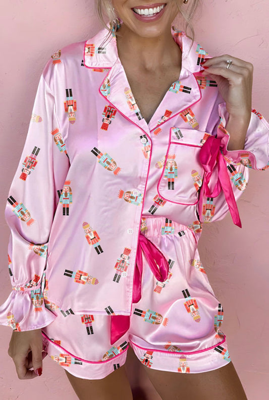 Pink Satin Nutcracker Pajama Set