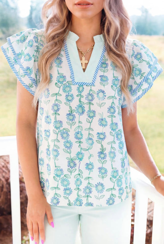 Blue Floral Top