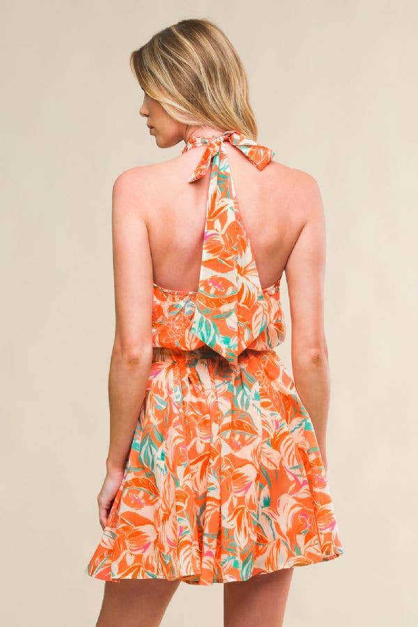 Floral Printed Halter Woven Dress