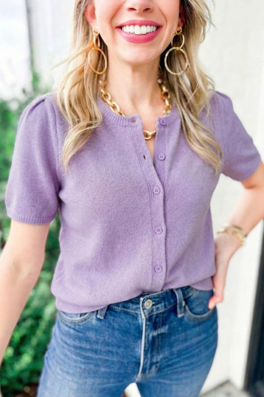 Lavender Short Sleeve Sweater
