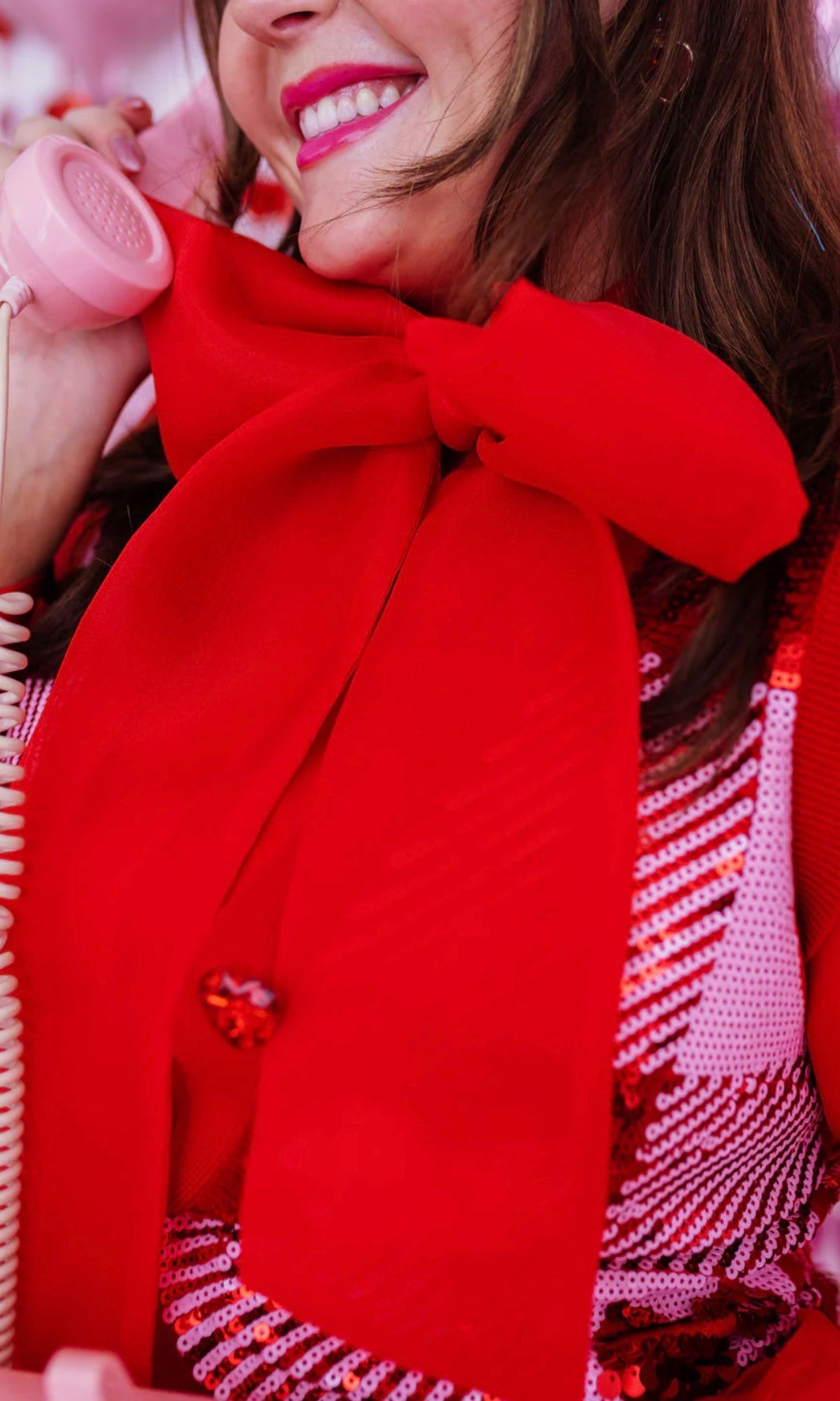 Brianna Cannon Red Button Down Blouse with Bow