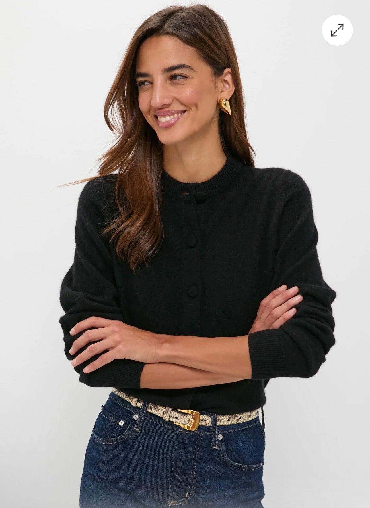 TUCKERNUCK Black Cashmere Covered Button Quinn Cardigan-Size M