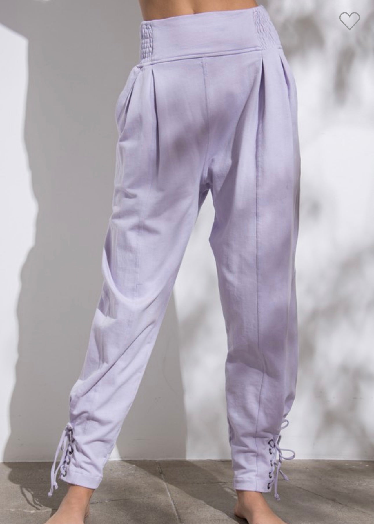 Lavender Smocked Waist Tapered Bottoms