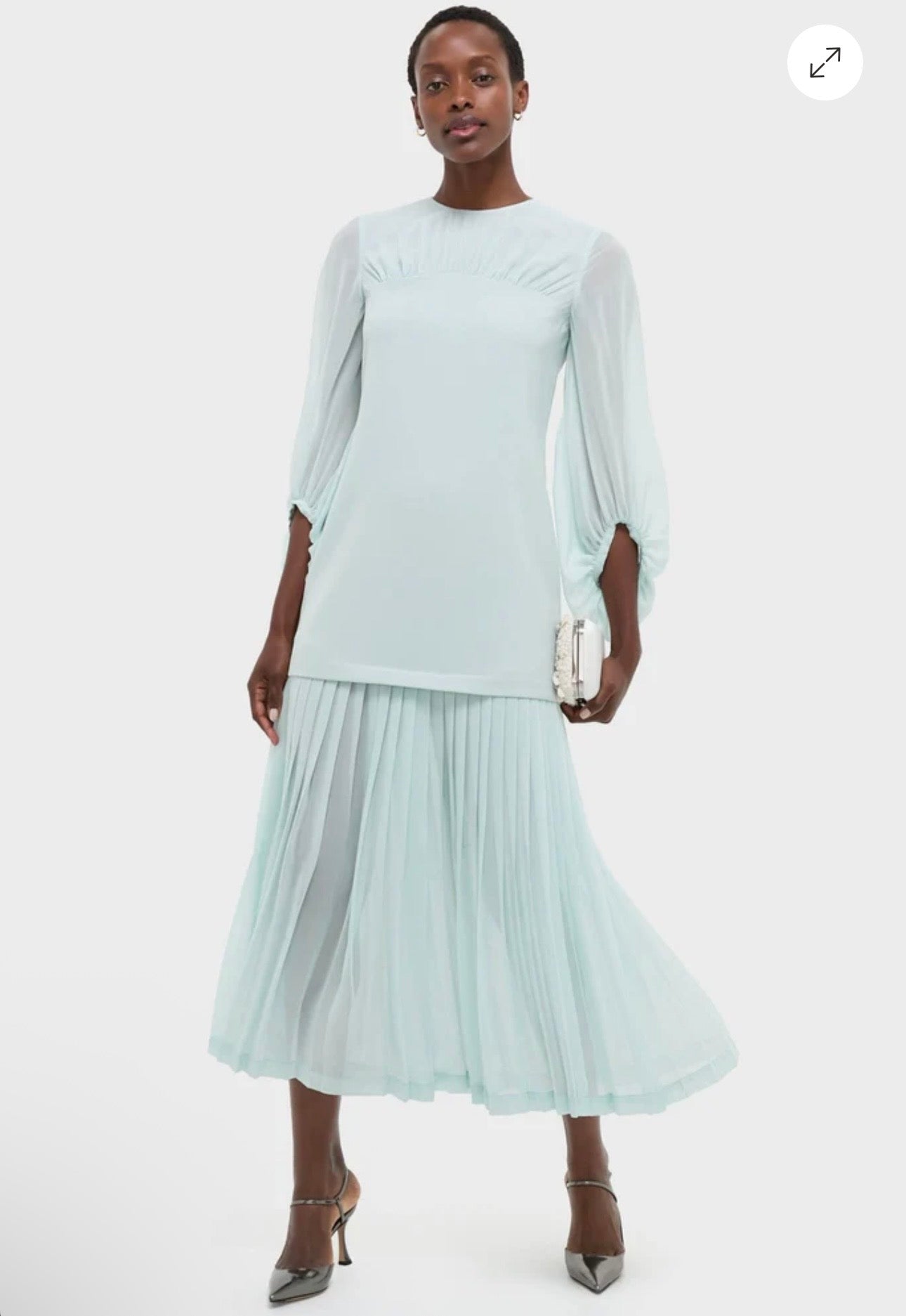 TUCKERNUCK
Ice Blue Chiffon Pleated Lorraine Dress-Size 6