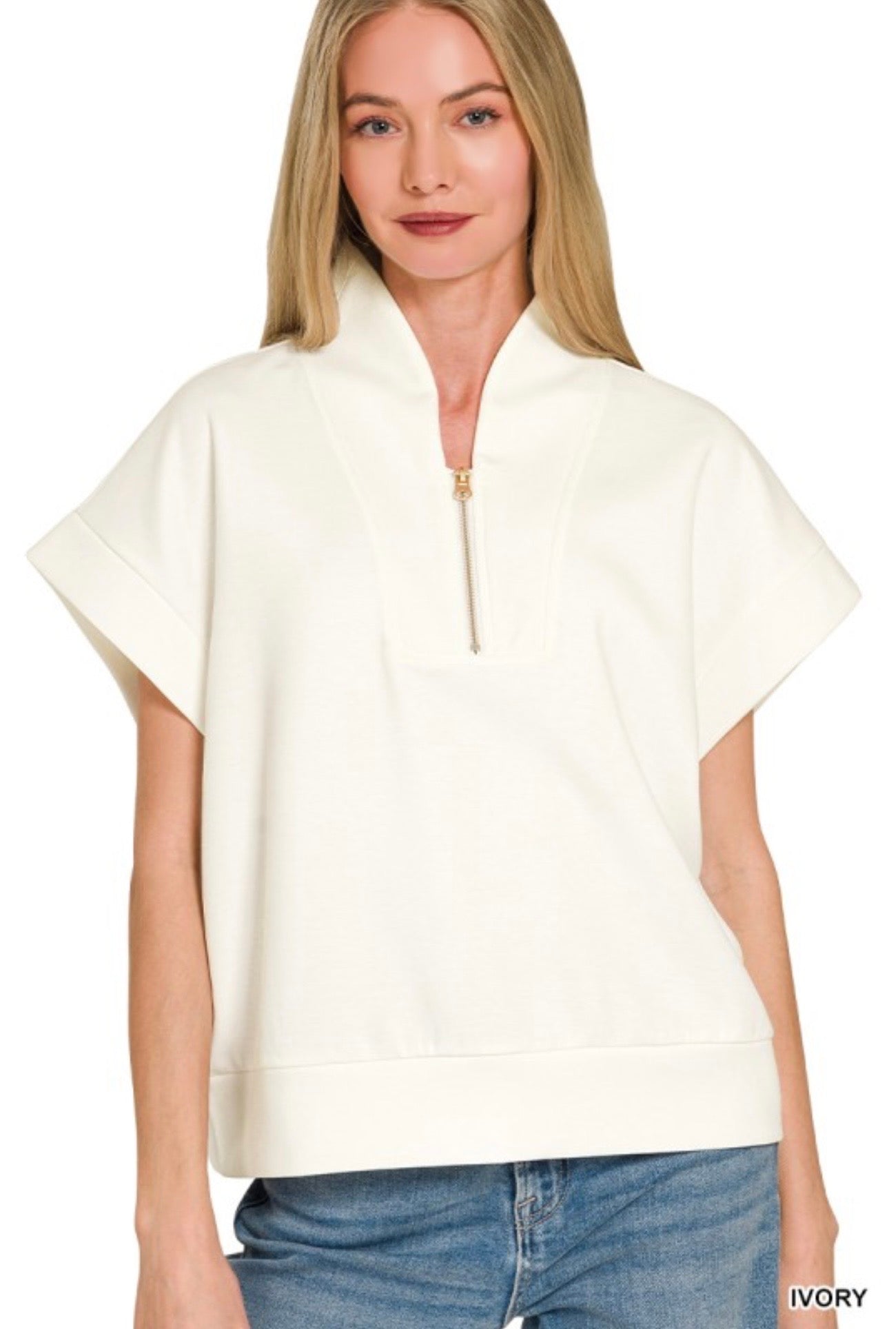 Scuba High Neck Half Zip Top