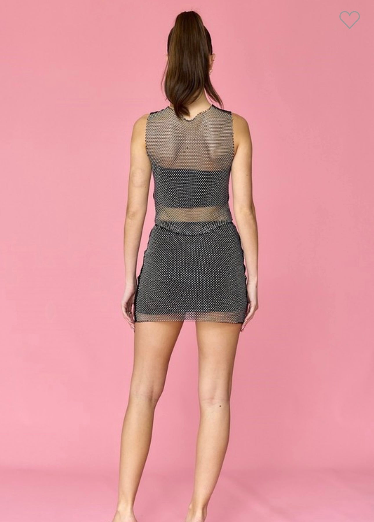 Sheer Rhinestone Top and Skirt Set