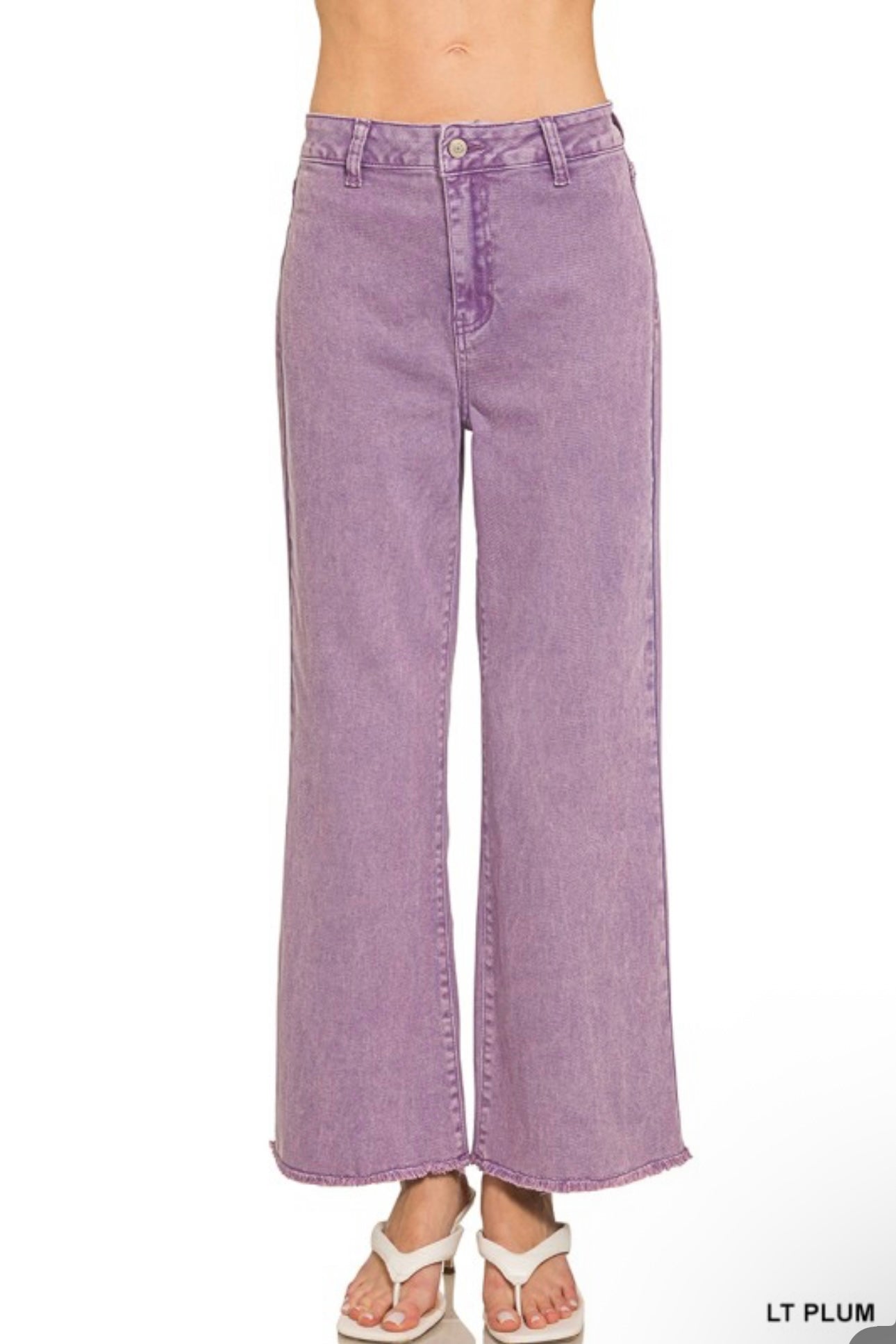 Frayed Hem Straight Wide Jeans