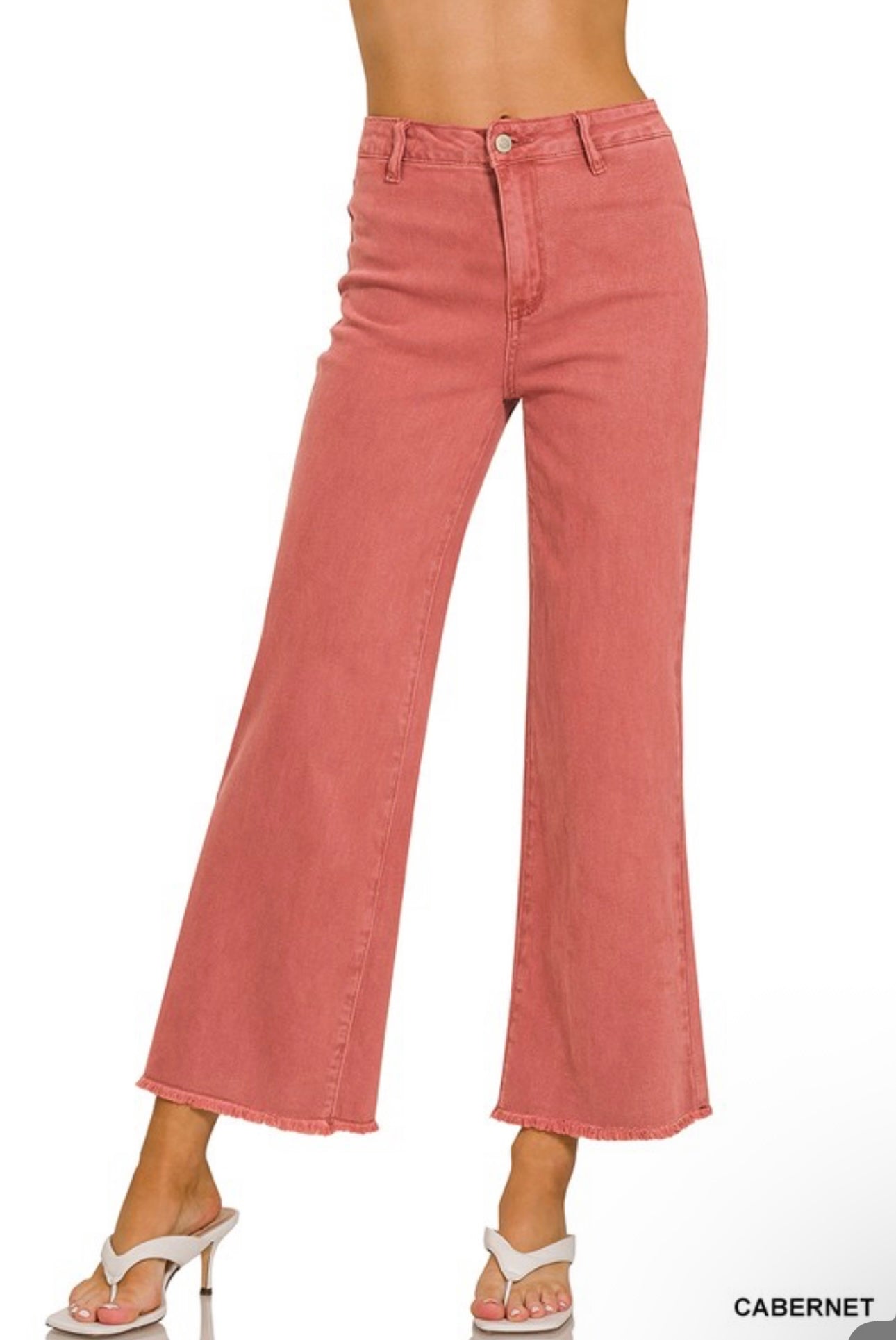Frayed Hem Straight Wide Jeans