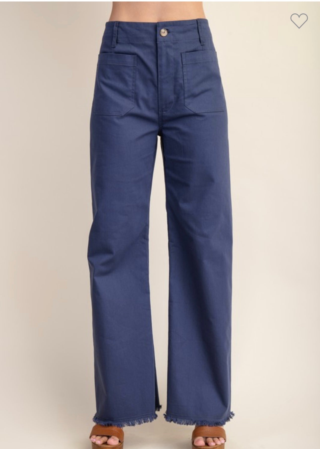 High Waisted Flared Pants with Raw Hem