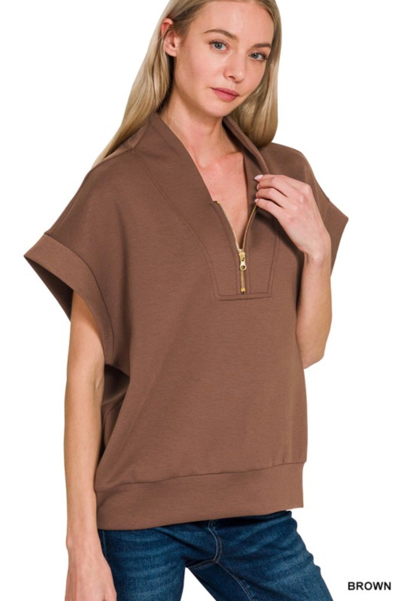 Scuba High Neck Half Zip Top