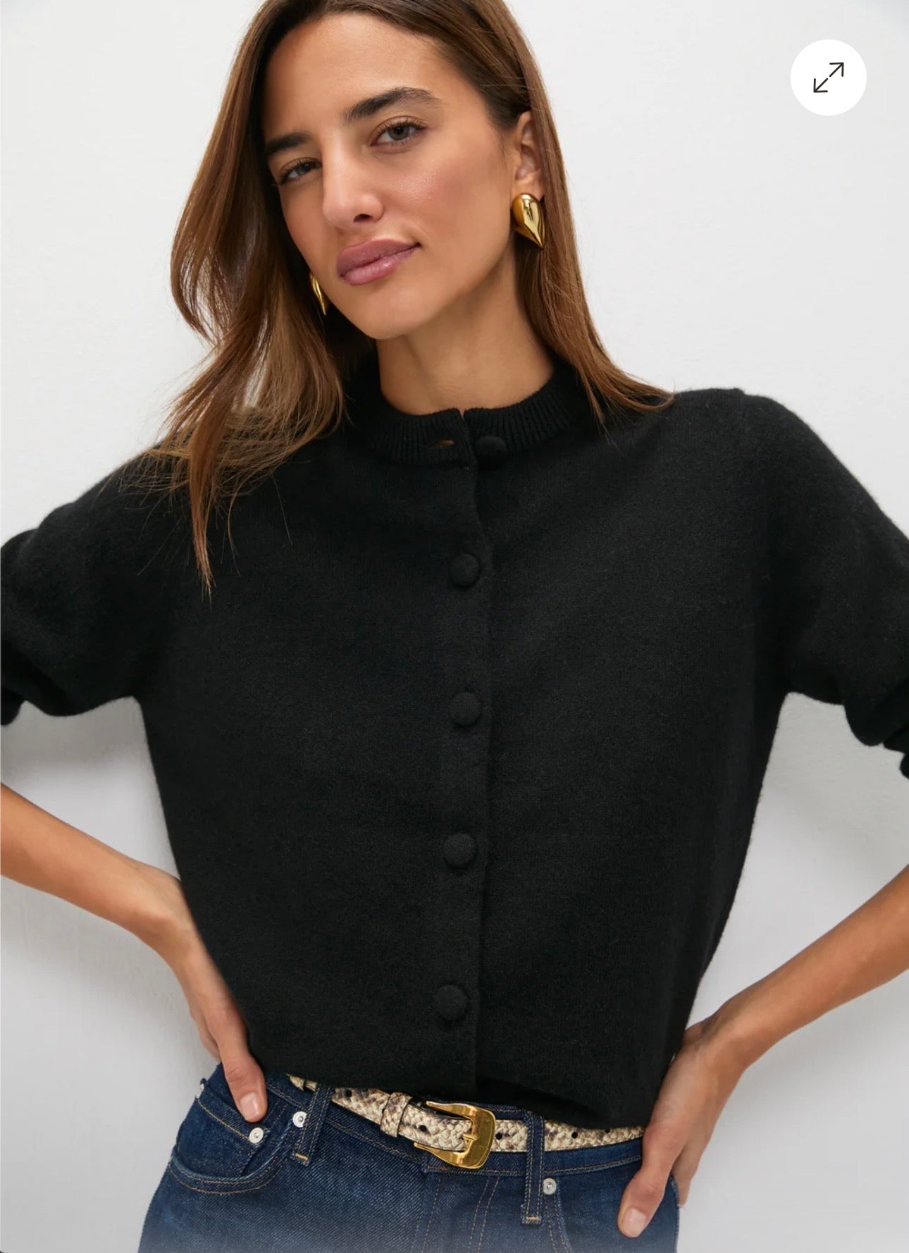 TUCKERNUCK Black Cashmere Covered Button Quinn Cardigan-Size M