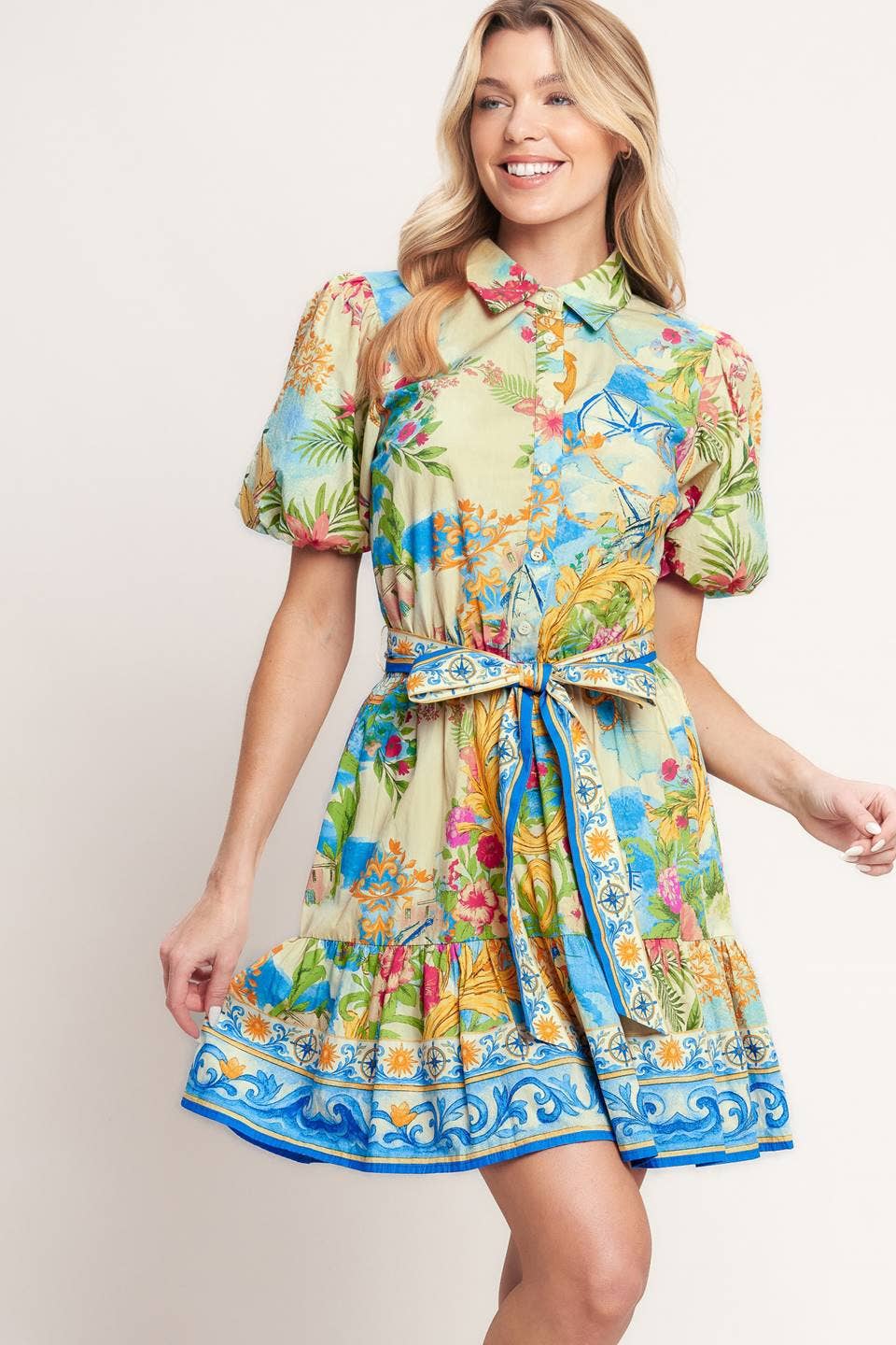 Tropical Tie Waist Dress