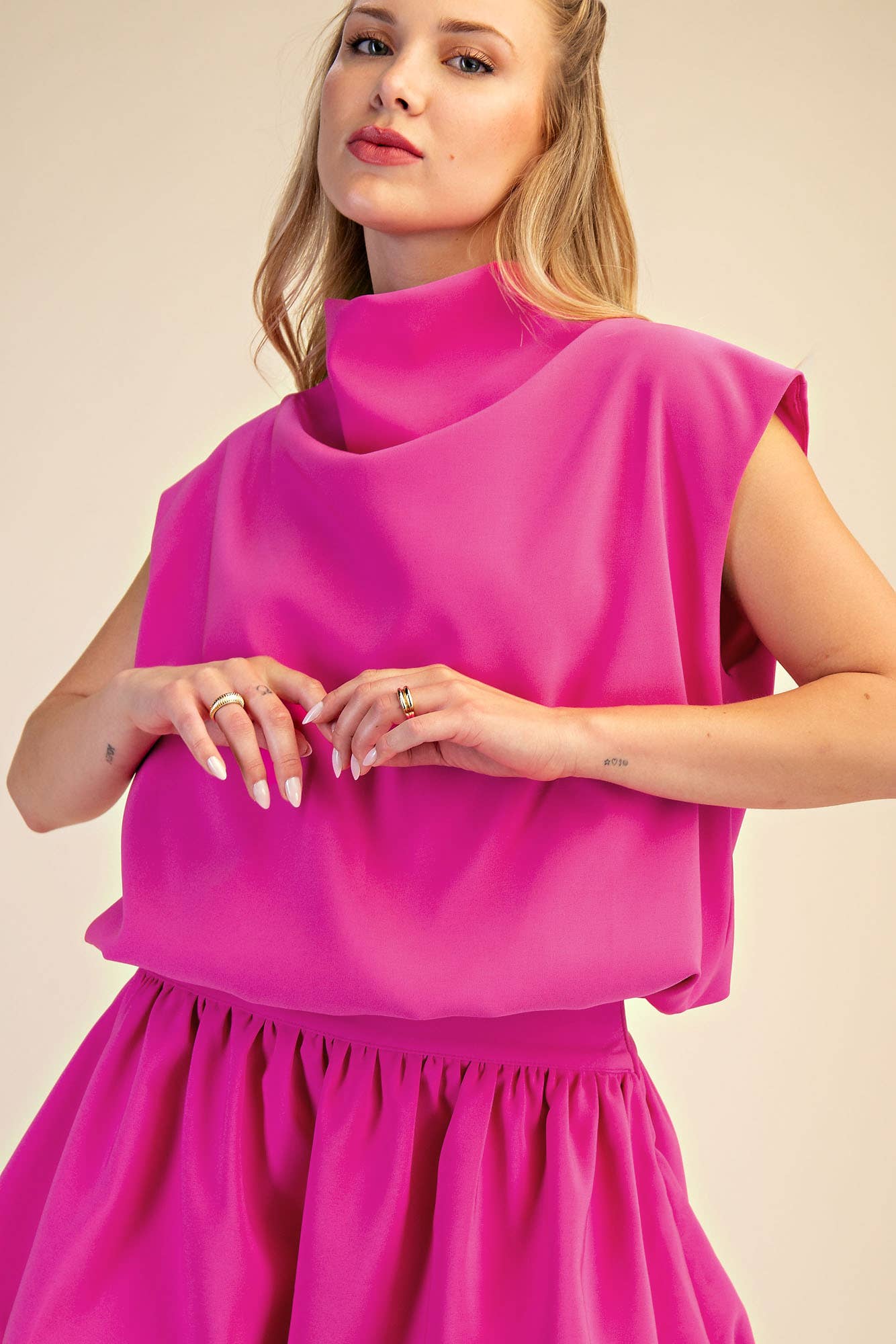 Mock Neck Balloon Top