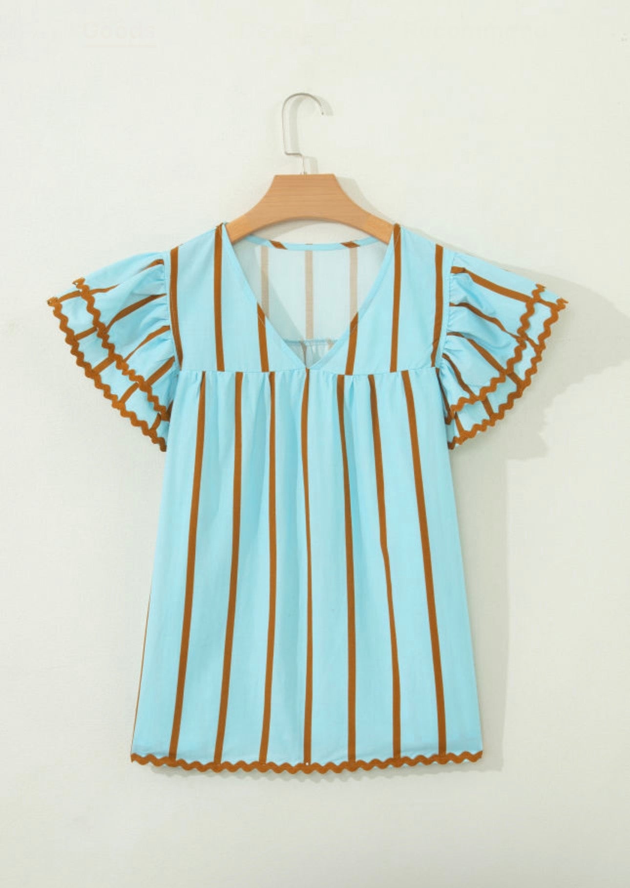 Sky Blue Ric Rac Trim Top