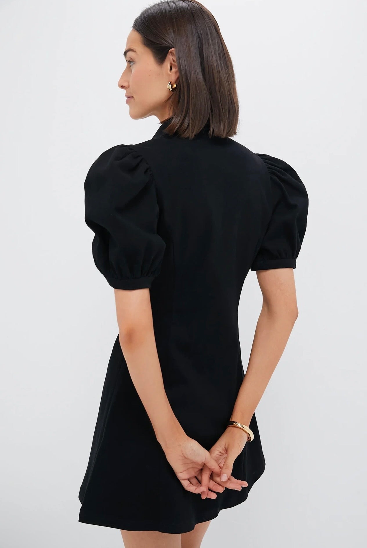HYACINTH HOUSE
Black Front Zip Denim Dress-Size Small