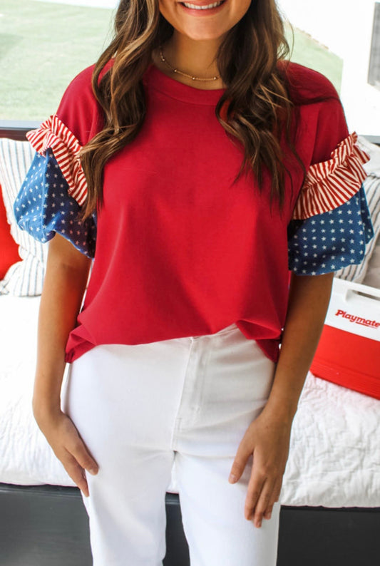 Patriotic Puff Sleeve Top