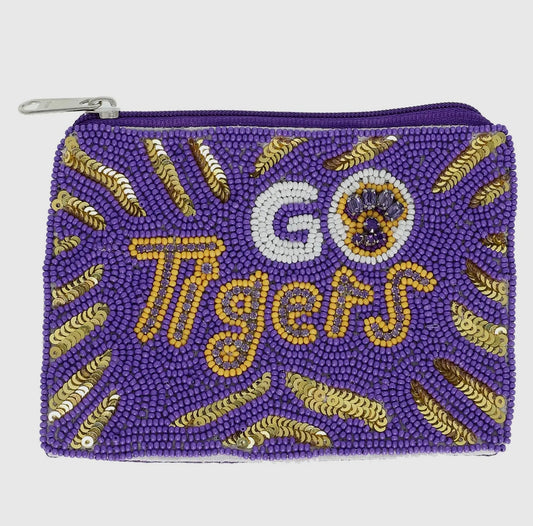 LSU Beaded Coin Purse