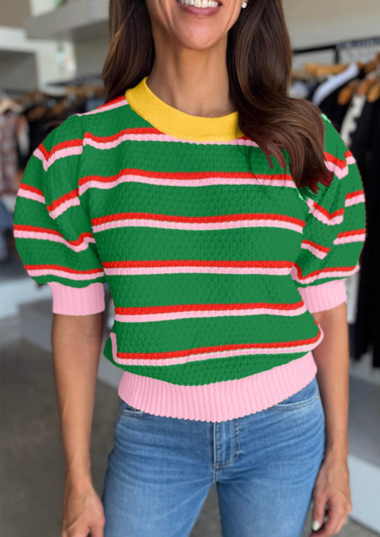 Green Stripe Sweater