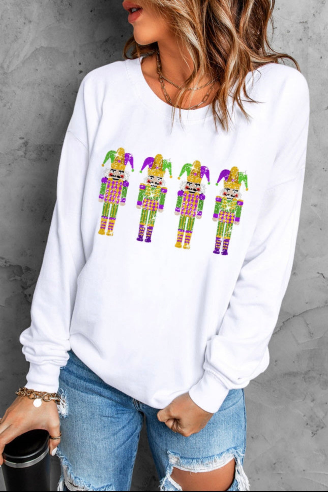 Mardi Gras Sequined Nutcracker Sweatshirt