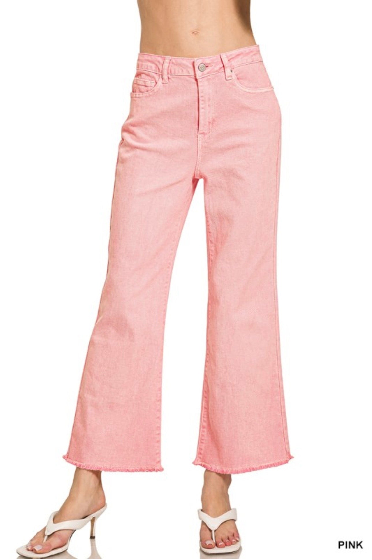 Acid Washed High Waist Frayed Hem Bootcut Jeans