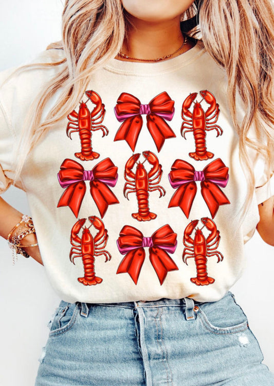 White Crawfish Bow Tee