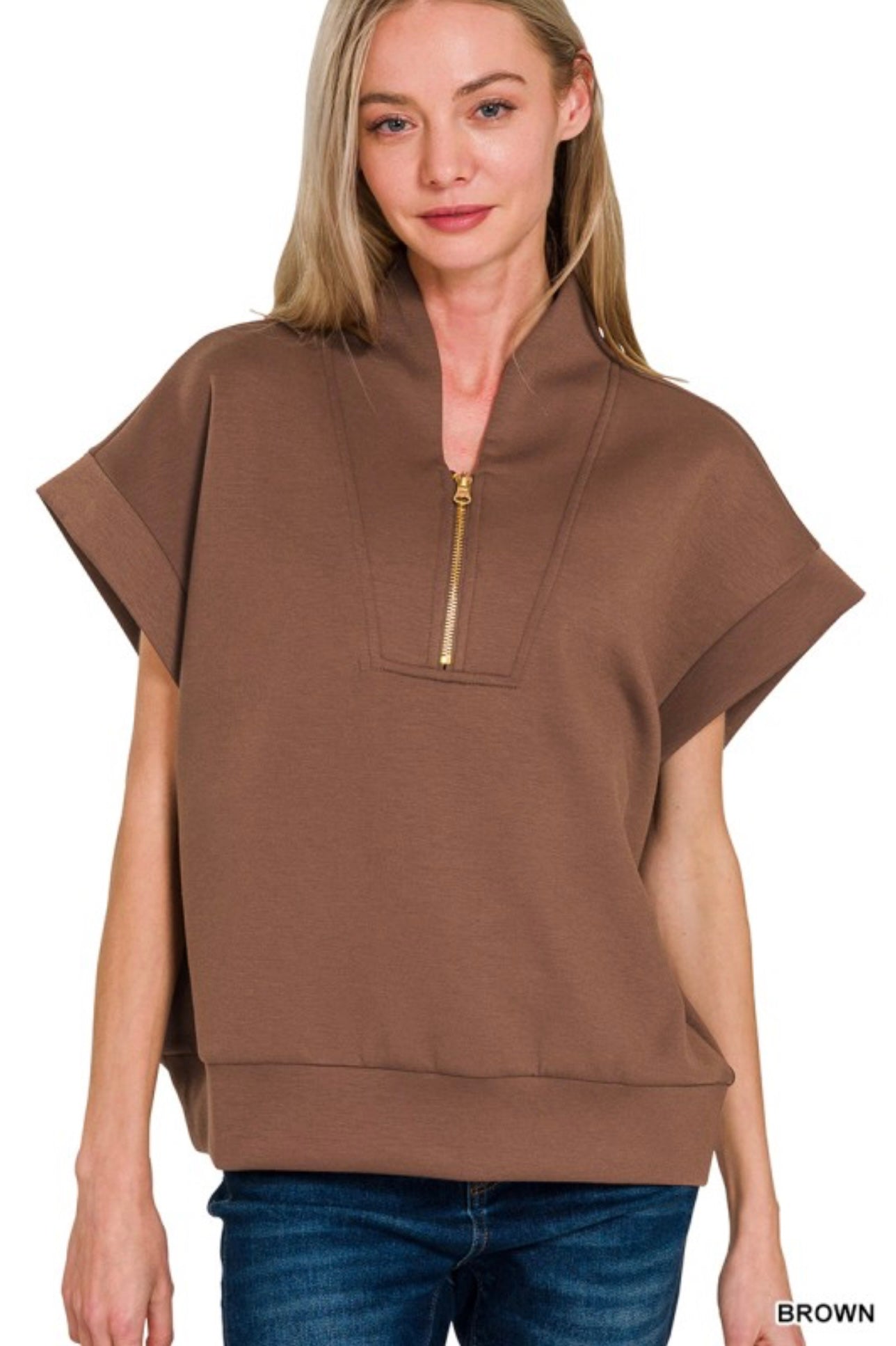 Scuba High Neck Half Zip Top