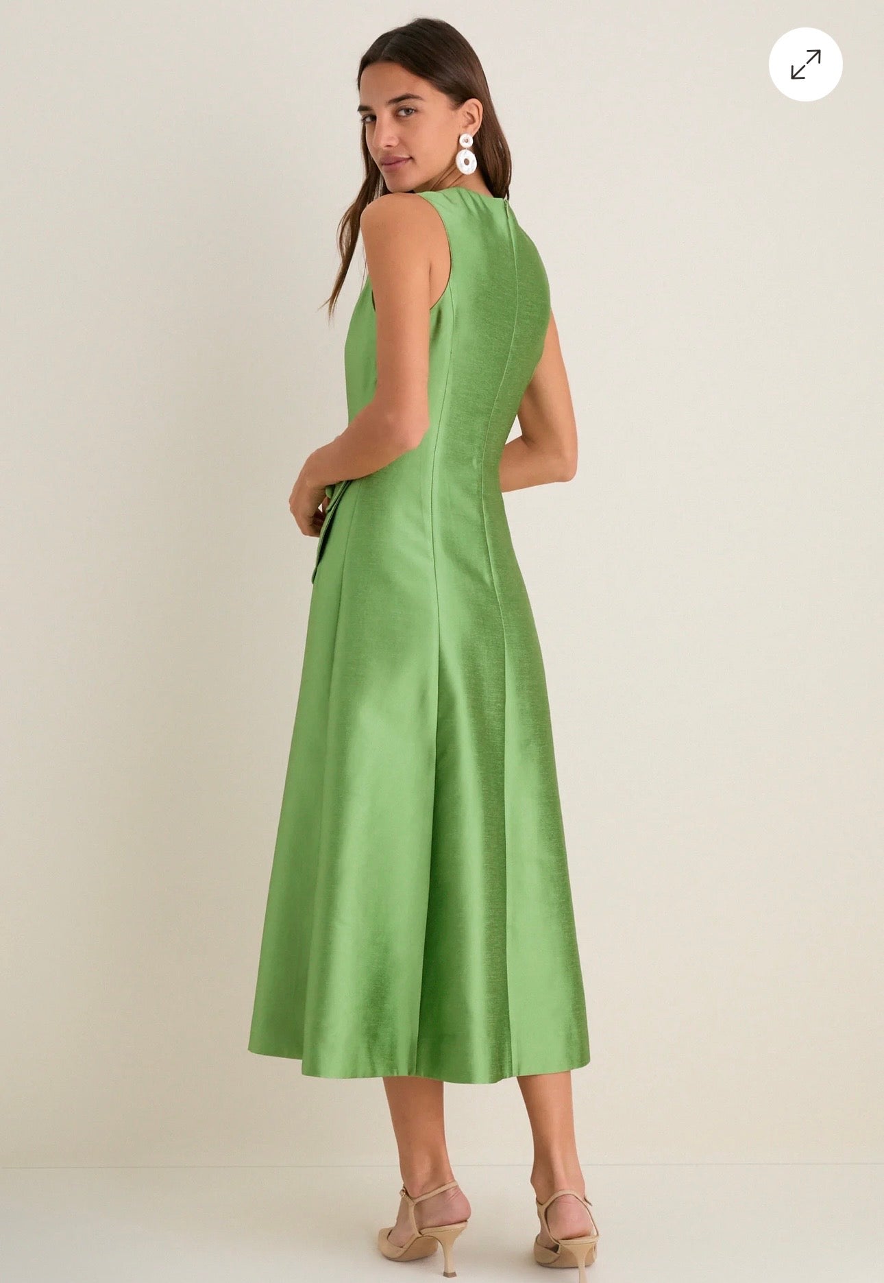 TUCKERNUCK Green Pistachio Dupioni Helene Midi Dress Size-Medium