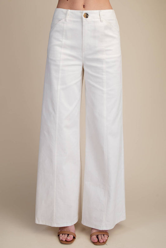 White High Rise Wide Leg Pants