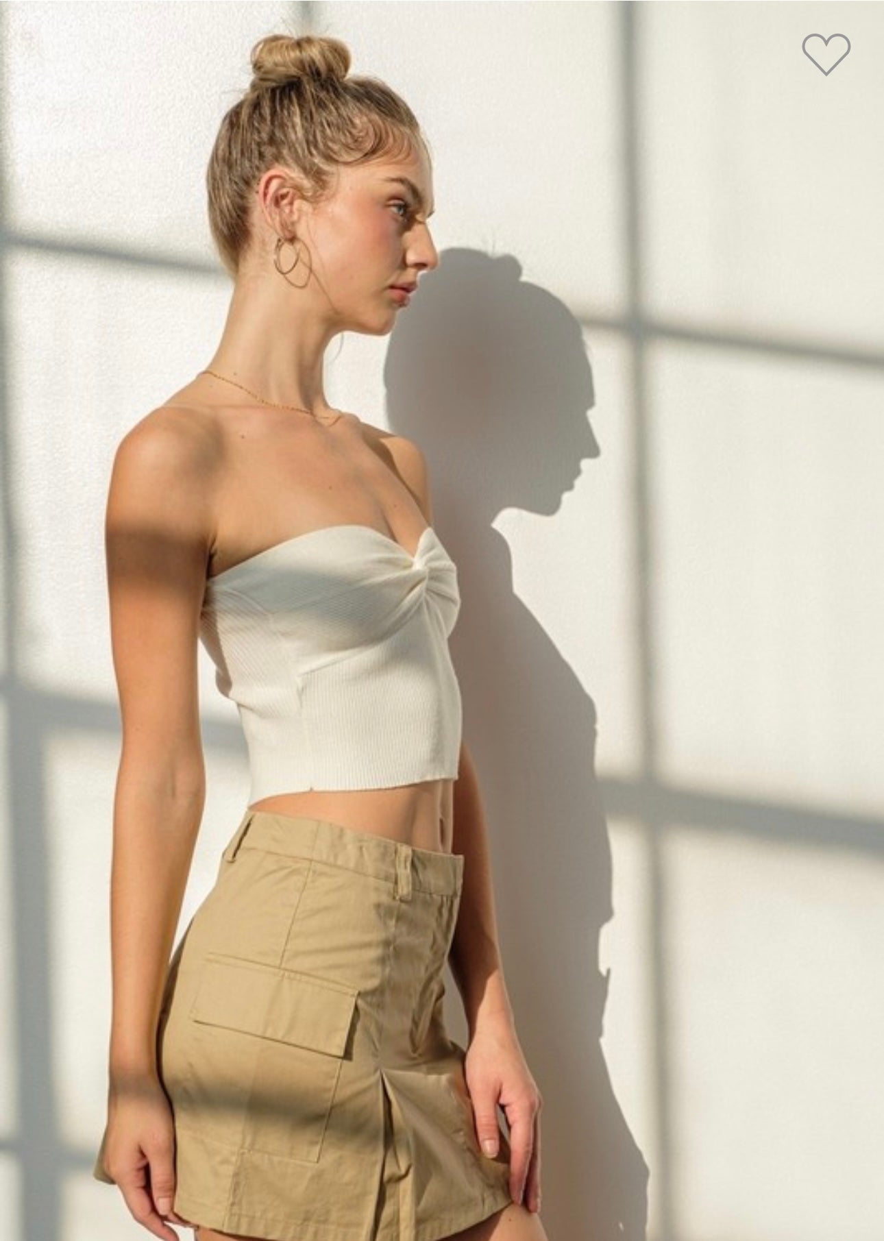 Khaki Pleated Mini Skirt