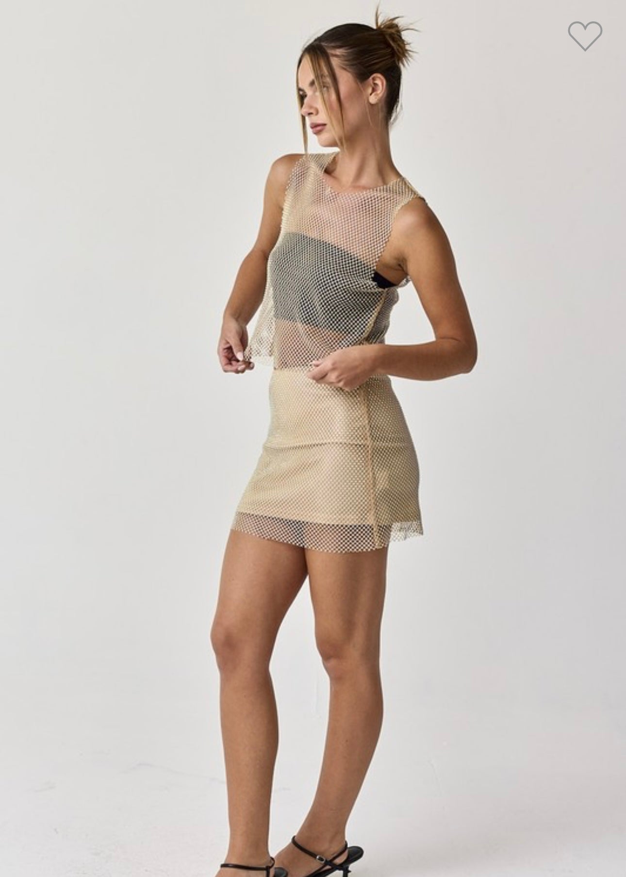 Sheer Rhinestone Top and Skirt Set