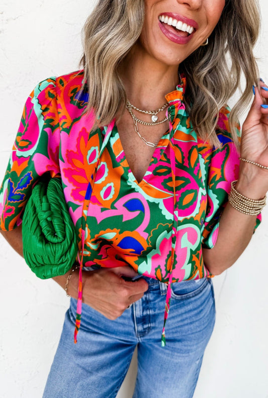 Pink Tropical Blouse