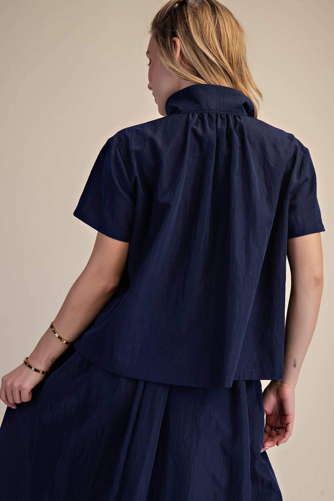 Stand Collar Short Sleeve Shirt