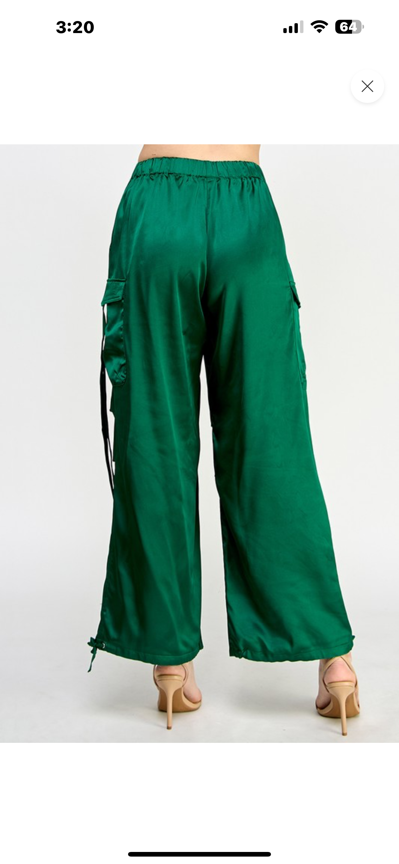 Satin Cargo Pants, Drawstring Cuff