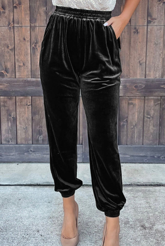 Black Velvet Joggers