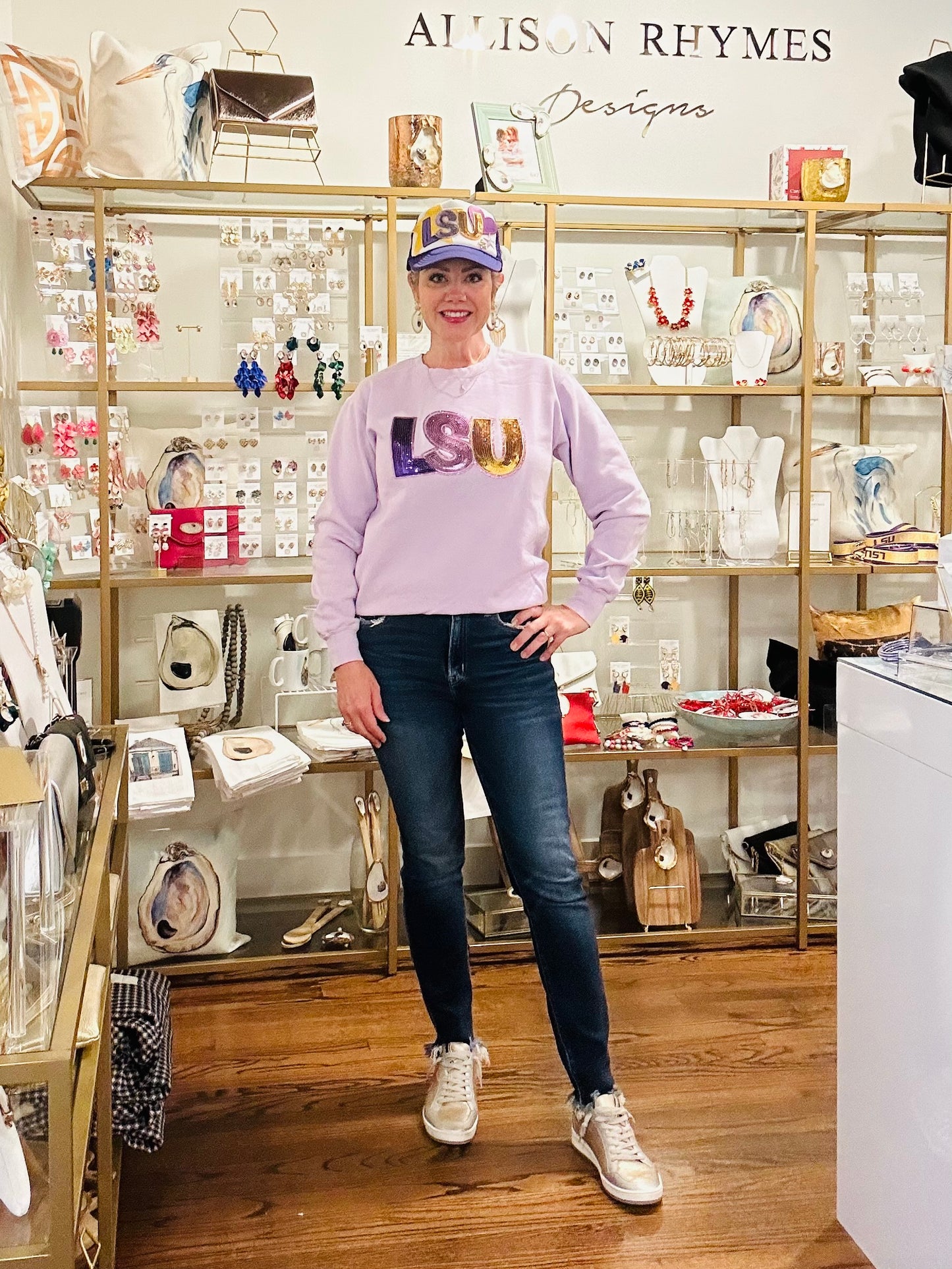 LSU sequined Lavender Sweatshirt