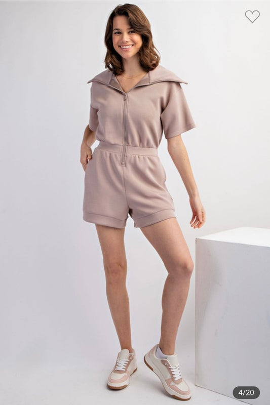 Short Sleeve Modal Full Zip Romper